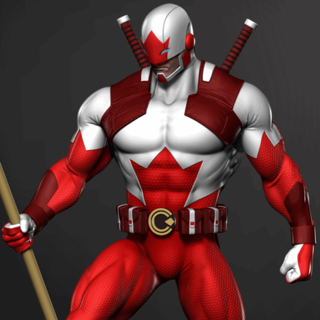 captain canuck statue render close