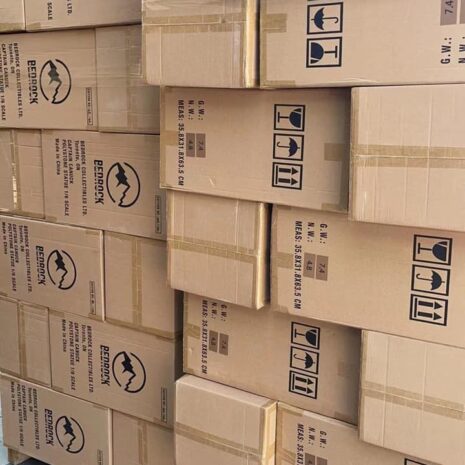boxes of captain canuck statues on palette