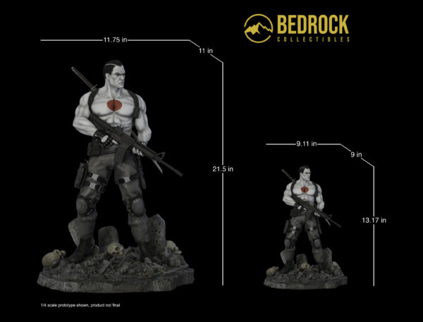 showing the size comparison of the 1/4 scale version vs 1/6 scale version