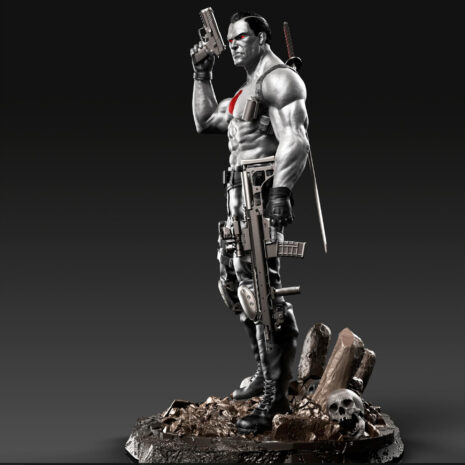 Bloodshot right pistol and rifle statue render 4