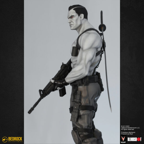 bloodshot valiant statue right holding assault rifle and wearing tactical gear
