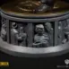 Superman Secret Origin narrative base by Bedrock Collectibles showing Superman's adopted parents finding and raising him him. Superman's origin story carved as relief panels