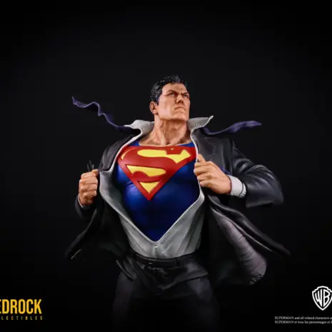 superman-secret-origins-statue-bedrock-collectibles-quarter-scale Superman DC Secret Origins Quarter Scale Statue by Bedrock Collectibles. Semi close shot of Superman transforming from his work attire at the Daily Planet into his iconic Blue Superman suit with the iconic "S" symbol