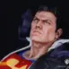 Superman head sculpt looking right Closeup right aligned shot. Superman looking stoic and determined as part of the Superman DC Secret Origins 1/4 scale Statue. Sculpted in polystone resin by Bedrock Collectibles