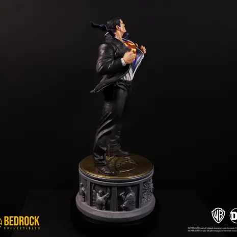 superman-statue-top-left Superman DC Secret Origins 1/4 scale Statue posed top left. Full pose with Bedrock Collectibles' signature narrative origin story base